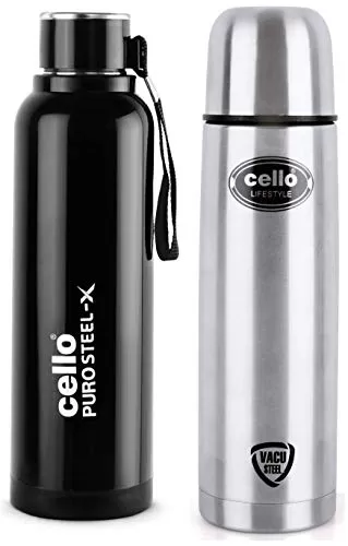 Buy Cello Lifestyle Stainless Steel Flask 1000ml Cello Puro Steel X Benz Inner Steel Outer Plastic With Pu Insulation Water Bottle 900 Ml Black Buy Kitchen Storage Containers Set Online At