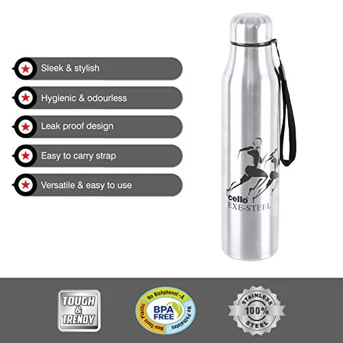 Buy Cello Goldie Stainless Steel Water Bottle 1000 Ml Set Of 1 Silver Usa