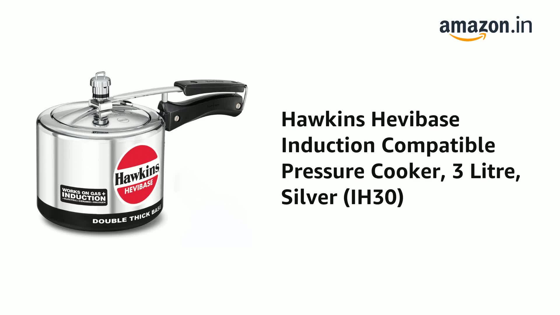 Hawkins Hevibase iH30 3-Litre Induction Pressure Cooker Small Silver