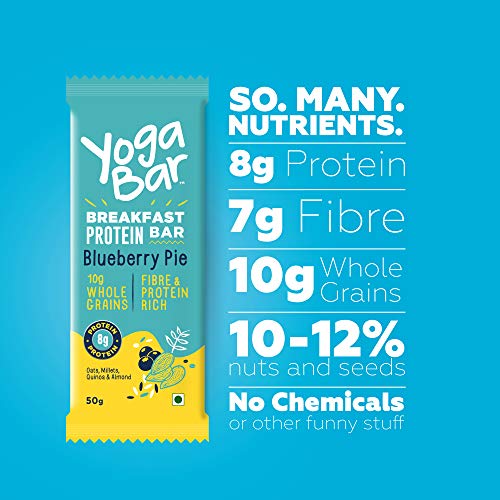 Yogabar Breakfast Protein Blueberry Bars - 300gm, 50 g x 6 bars :  : Health & Personal Care