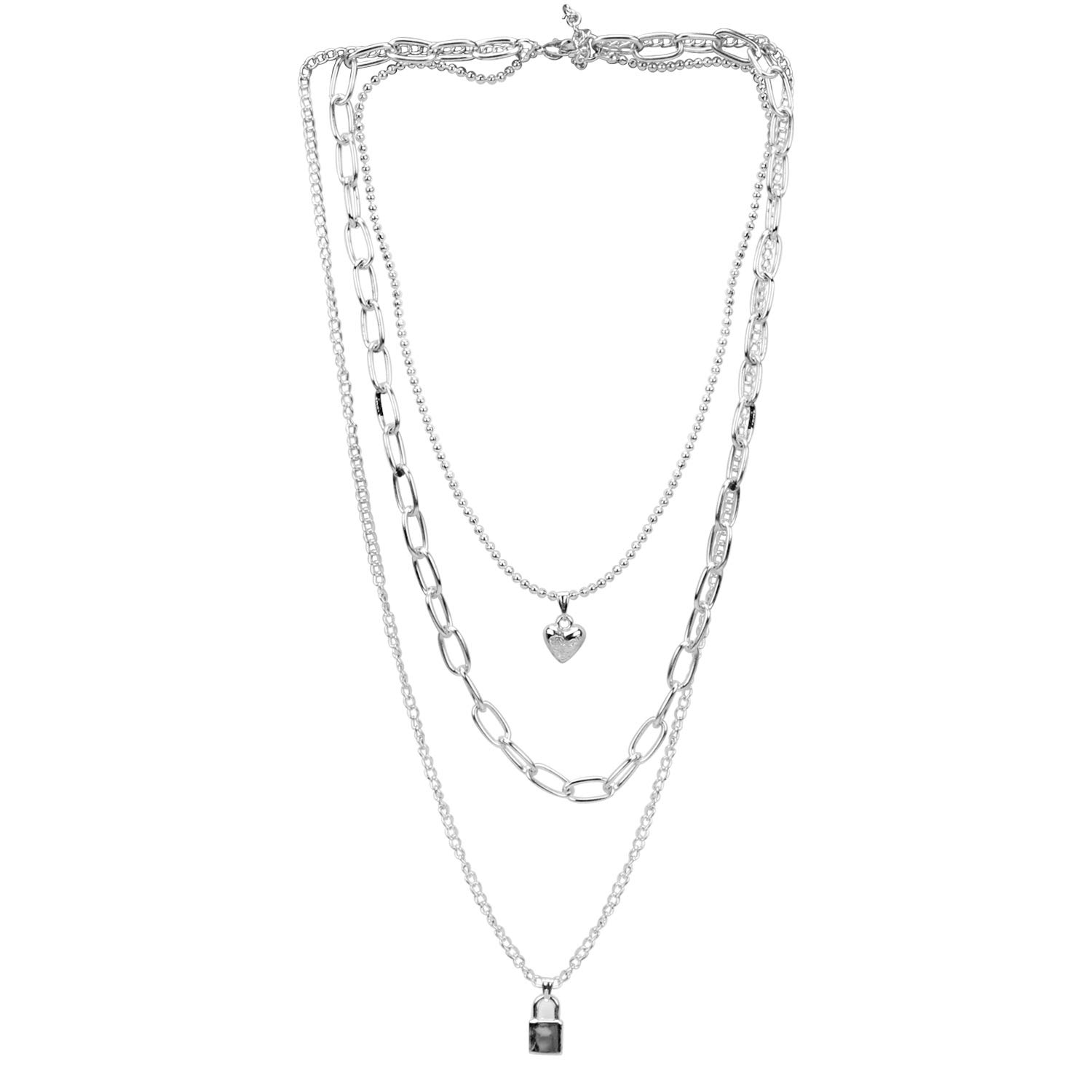 silver three layer necklace